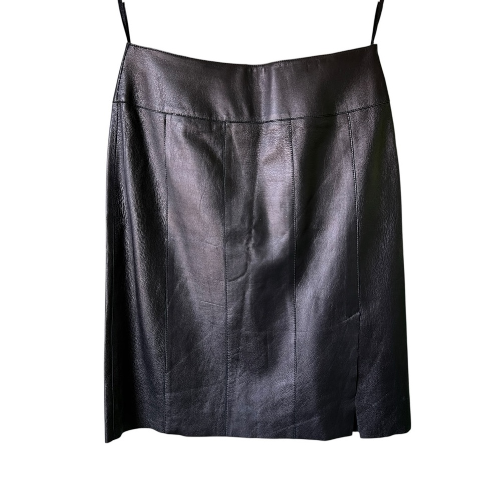 Carlisle Vintage Black 100% Leather Knee Length Straight Skirt Womens 6